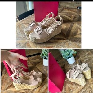 Valentino Garavani Nude Espadrille Wedges